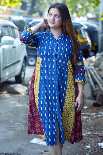 indigo handprinted dress