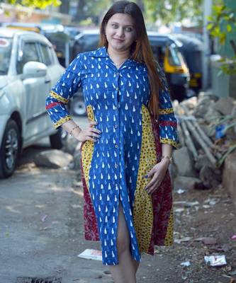 indigo handprinted dress 3