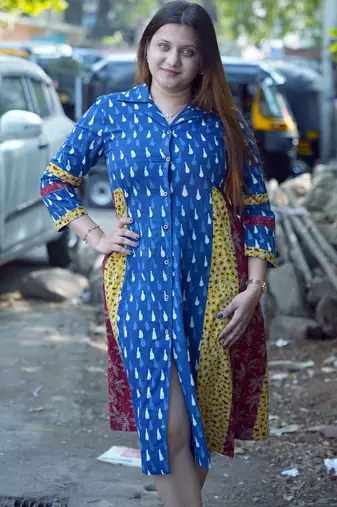 indigo handprinted dress