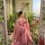 peach silk blend kurti palazzo dupatta set for women