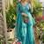 skyblue silk blend kurti palazzo dupatta set for women
