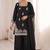 black silk blend sequins embroidered kurta palazzo dupatta set