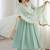 seagreen georgette lace anarkali pant dupatta set