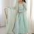 seagreen georgette lace anarkali pant dupatta set