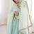 seagreen georgette lace anarkali pant dupatta set