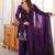 purple silk blend embroidered sequin & thread kurta palazzo dupatta set