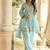 skyblue silk blend digital printed kurta pant dupatta set