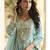 skyblue silk blend digital printed kurta pant dupatta set