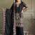 black georgette embroidered sequin kurta palazzo dupatta set
