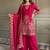 rani pink georgette embroidered sequin kurta palazzo dupatta set