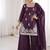 wine silk blend sequins embroidered kurta palazzo dupatta set