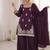 wine silk blend sequins embroidered kurta palazzo dupatta set