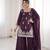 wine silk blend sequins embroidered kurta palazzo dupatta set