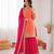 Peach georgette thtead embroidered palazzo suit