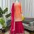 Peach georgette thtead embroidered palazzo suit