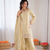 Cream art sillk thead work palazzo suit