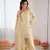 Cream art sillk thead work palazzo suit