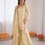 Cream art sillk thead work palazzo suit