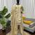 Cream art sillk thead work palazzo suit