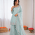 Light sky blue art sillk thead work palazzo suit