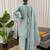 Light sky blue art sillk thead work palazzo suit