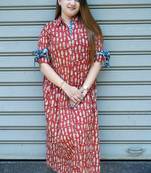rust printed cotton dress