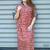rust printed cotton dress