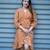 orange printed frill dress