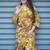 yellow kalamkari handprinted frill dress