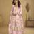 Pink real chinon embroidered palazzo suit with mirror work dupatta