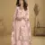 Pink real chinon embroidered palazzo suit with mirror work dupatta
