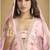 Pink real chinon embroidered palazzo suit with mirror work dupatta