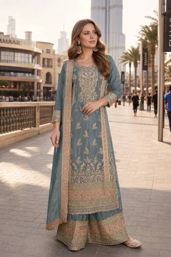 grey festive pakistani  suit
