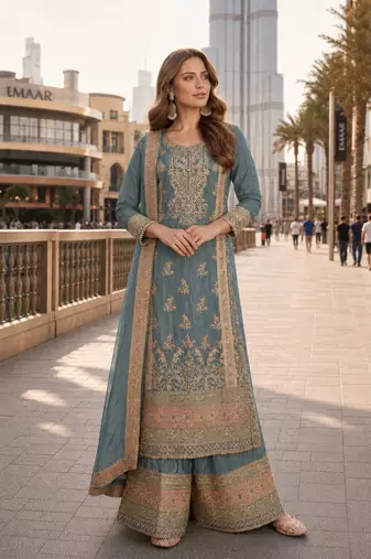 grey festive pakistani suit