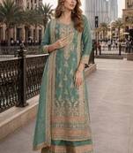 sage green festive pakistani  suit