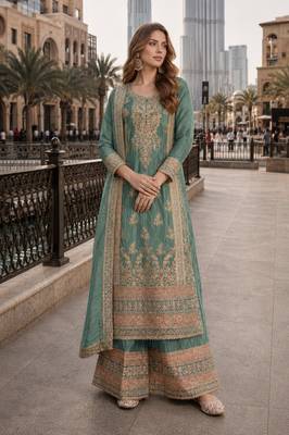 sage green festive pakistani suit 2