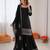Black crepe thread with sequin  palazzo suit