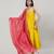 Mustard yellow dola silk anarkali set with red dupatta