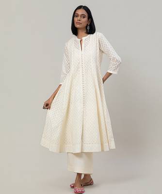 Ivory jacquard chanderi anarkali set 2