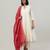 Ivory jacquard chanderi anarkali set with red dupatta