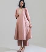 Dusty rose embroidered dola silk anarkali set