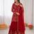 Red georgette thread work sharara suit