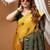 yellow silk blend zari woven saree