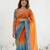 orange-sky blue satin silk blend multi sequin embroidered saree