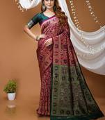 purple silk blend zari woven saree