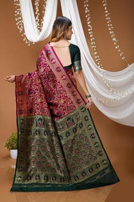 purple silk blend zari woven saree 3