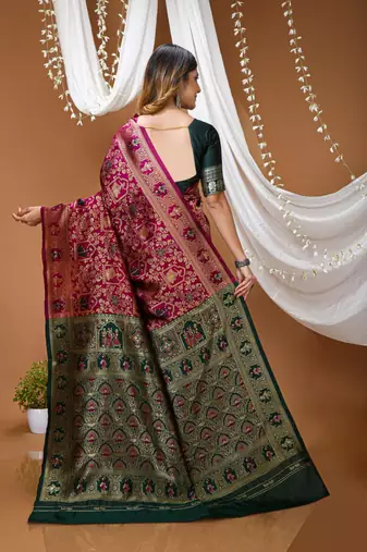 purple silk blend zari woven saree