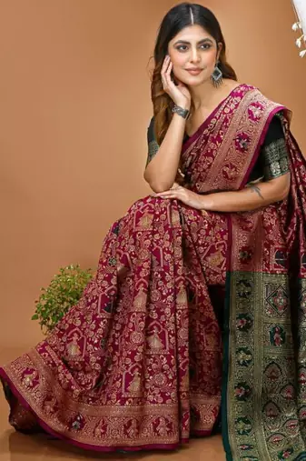 purple silk blend zari woven saree