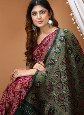 purple silk blend zari woven saree 5