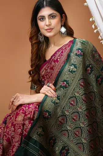 purple silk blend zari woven saree